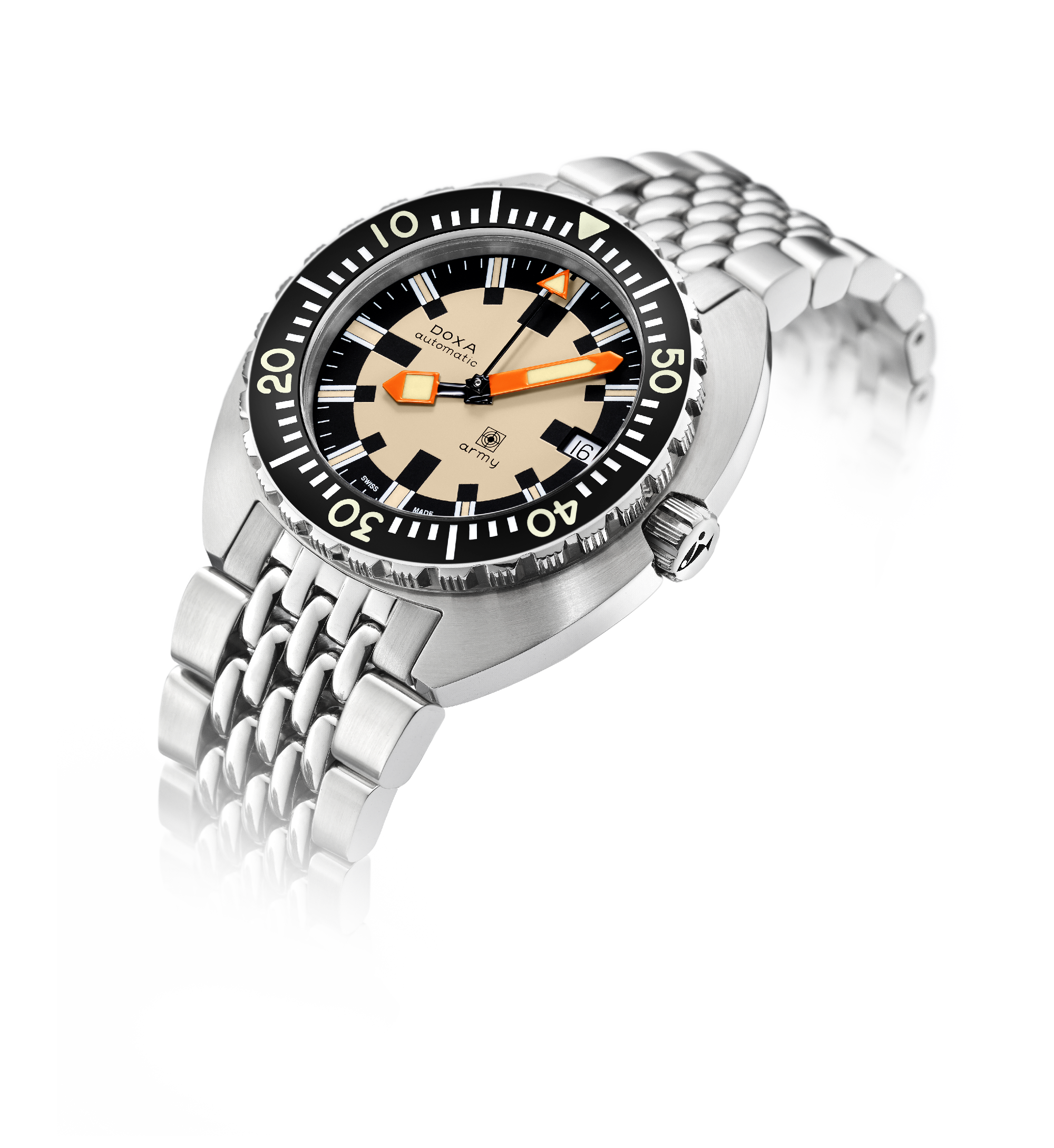 DOXA Army, bezel i rostfritt stål