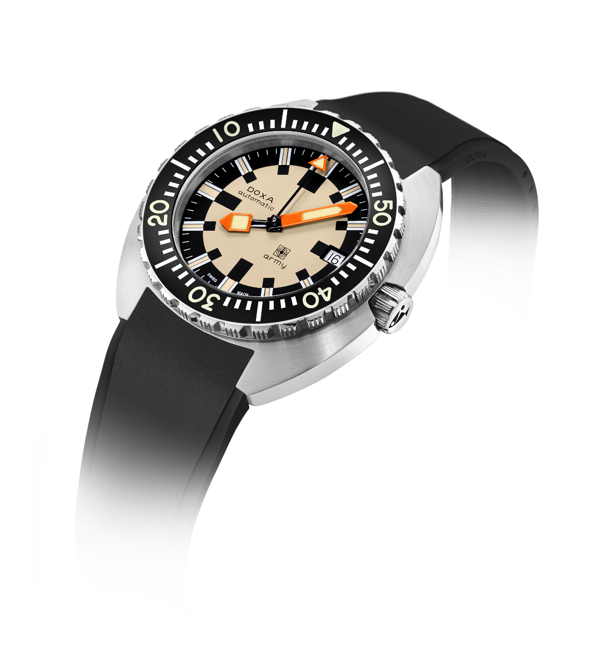 DOXA Army, bezel i rostfritt stål