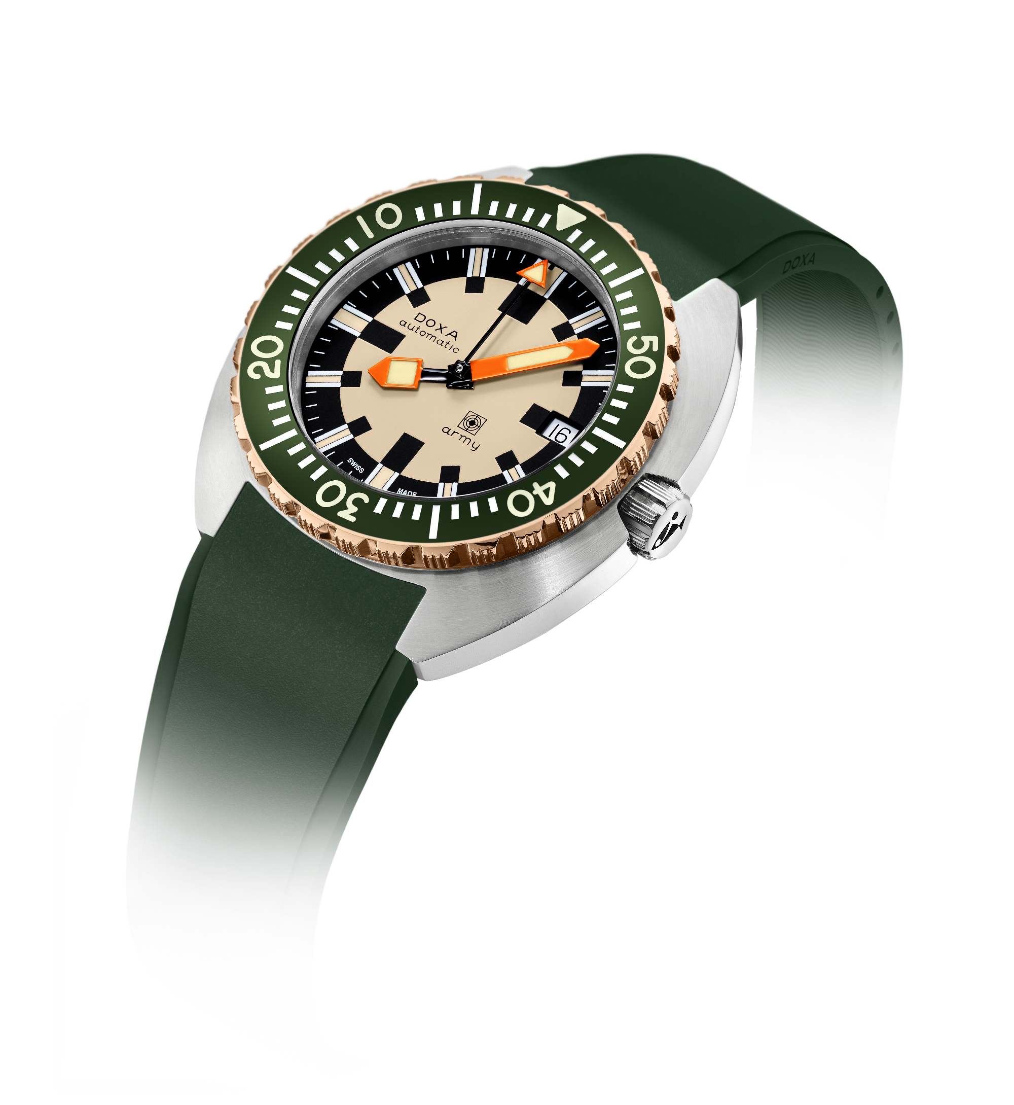 DOXA Army, bezel i brons