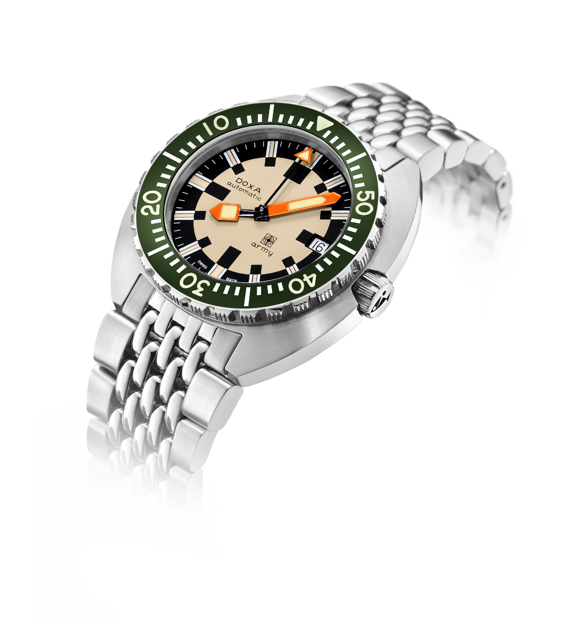 DOXA Army, bezel i rostfritt stål